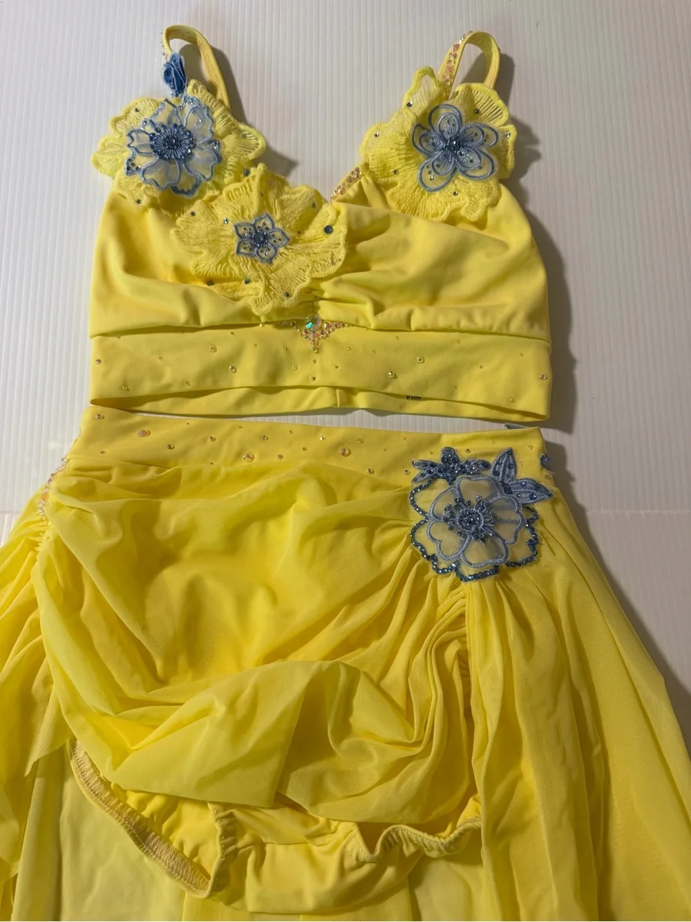 Kelle dance costume yellow 2 piece skirt custom WATERCOLORS 4414 2946 LC child